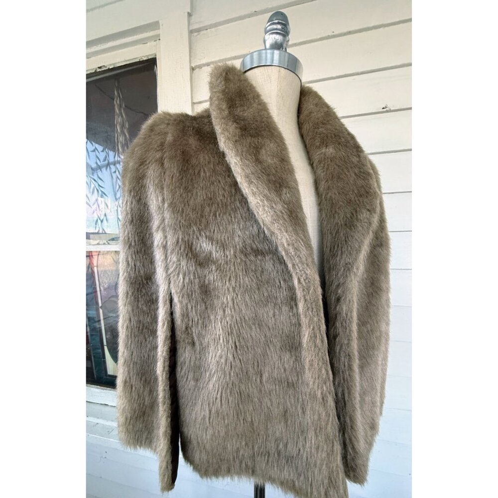 Vintage 60's Faux Fur Stole/Cape/Wrap Warm Beige - Picture 7 of 16